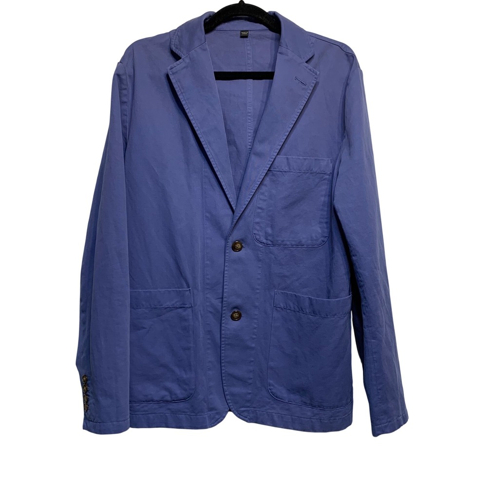 J. Crew Ludlow Slim Blazer Mens 36R Navy Blue Cotton Linen Somelos Unstructured